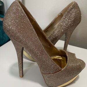 Charlotte Russe Glitter Peep-Toe Heels